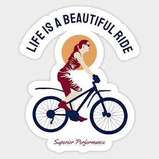 Life Is a Beautiful Ride Inspiring Cycling Graphic Tee Sticker